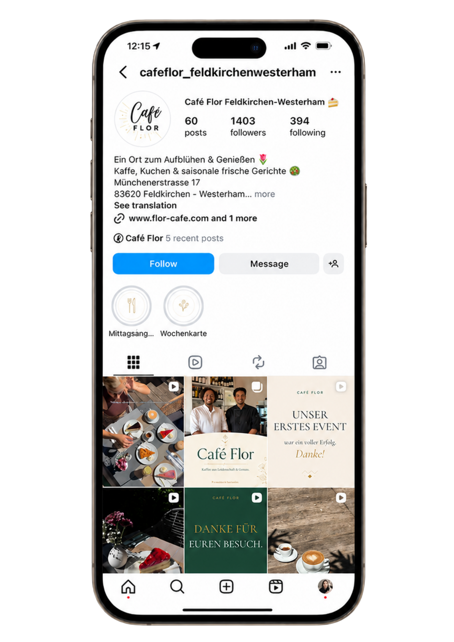 Café Flor Instagram after — 1,400 followers