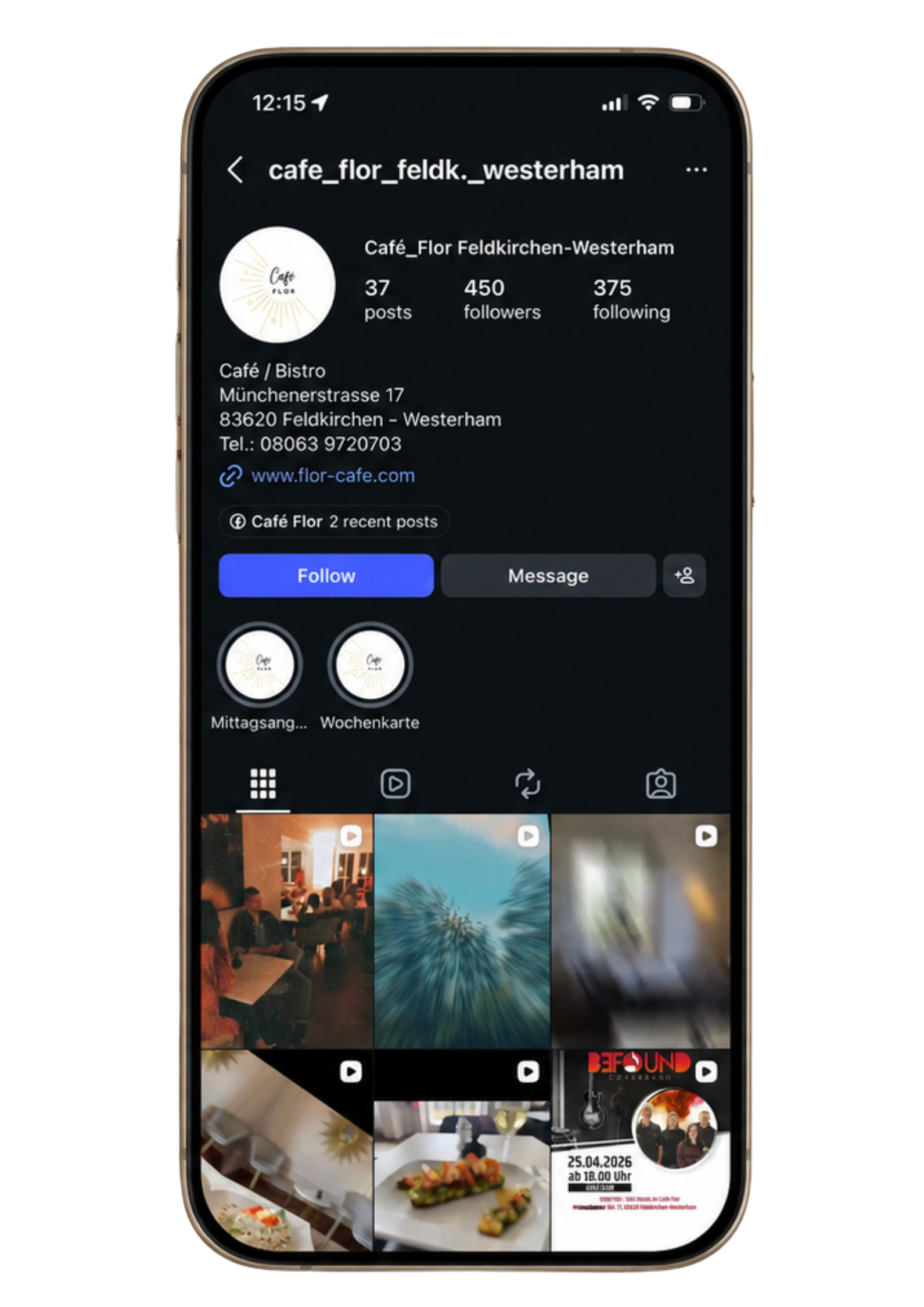 Café Flor Instagram before — 450 followers